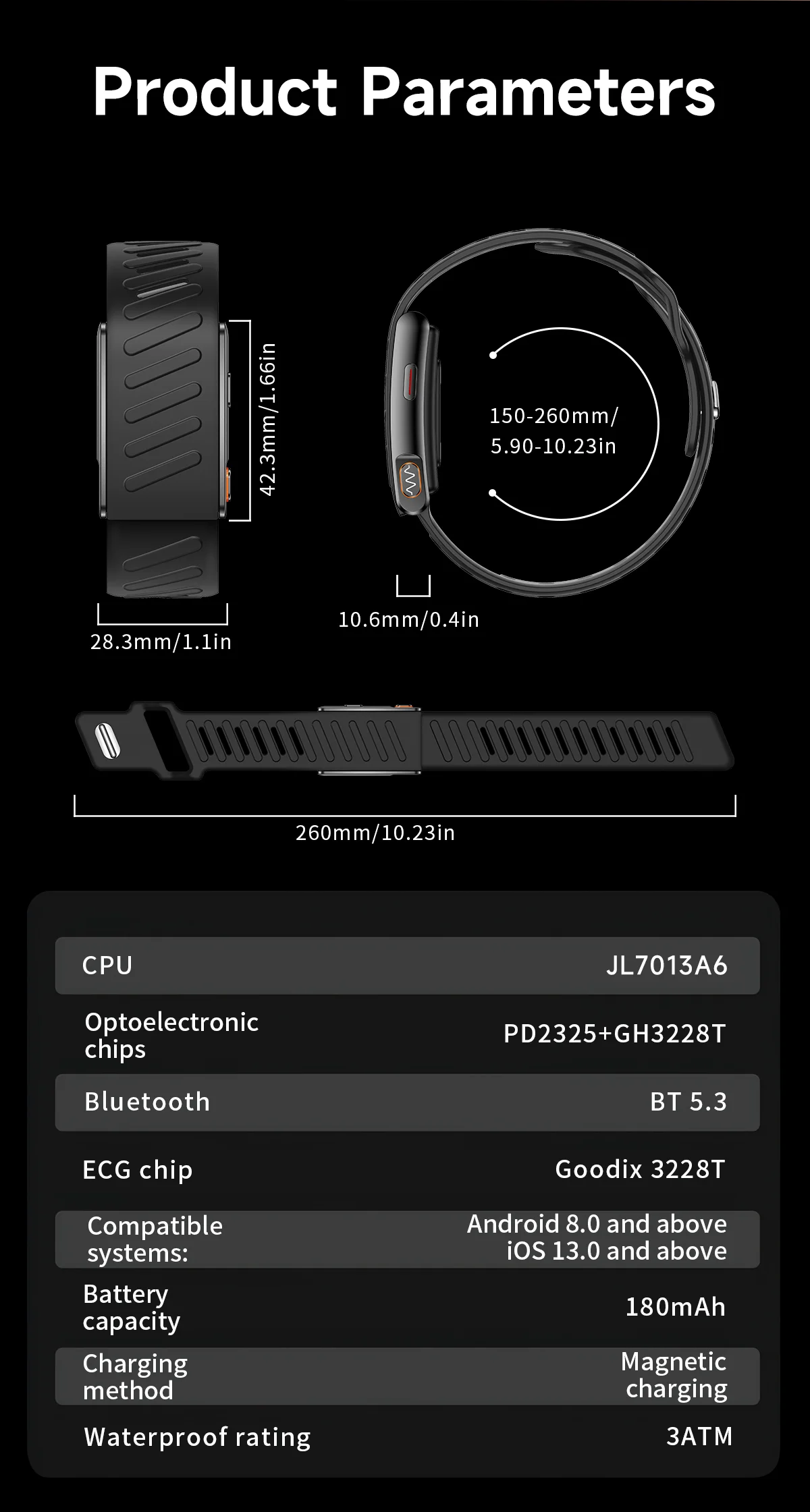 VWAR MG ECG+PPG Nursing Grade Smart Bracelet HRV Body Fat BMI Smart Band Body Temperature Men Women Health Sports Fitness Watch