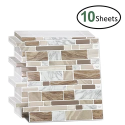 10pcs/set Durable Peel and Stick Vinyl Wallpaper Strong Adhesive DIY Wall Stickers Easy Install 3D Wall Tiles Modern Home Decor