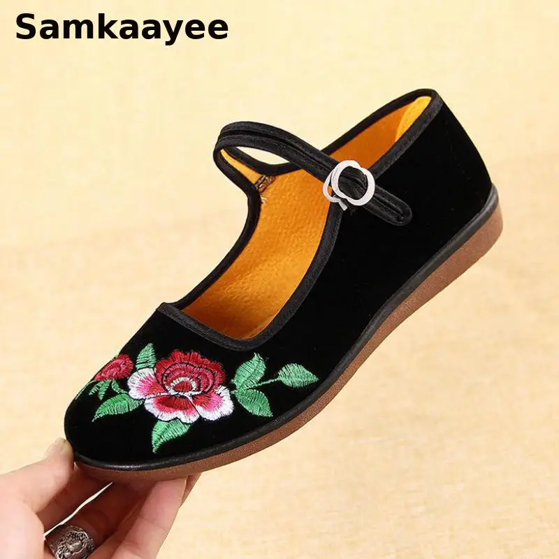 

35-40 женская обувь с вышивкой, весенне-осенняя женская обувь на плоской подошве, Zapatos, повседневные лоферы, дышащая нескользящая черная обувь с мягкой подошвой Y1