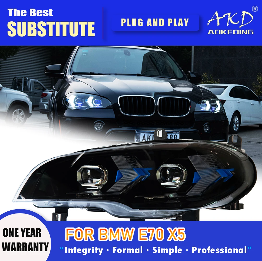 

AKD Head Lamp for BMW E70 LED Headlight 2007-2013 Headlights X5 DRL Turn Signal High Beam Angel Eye Projector Lens