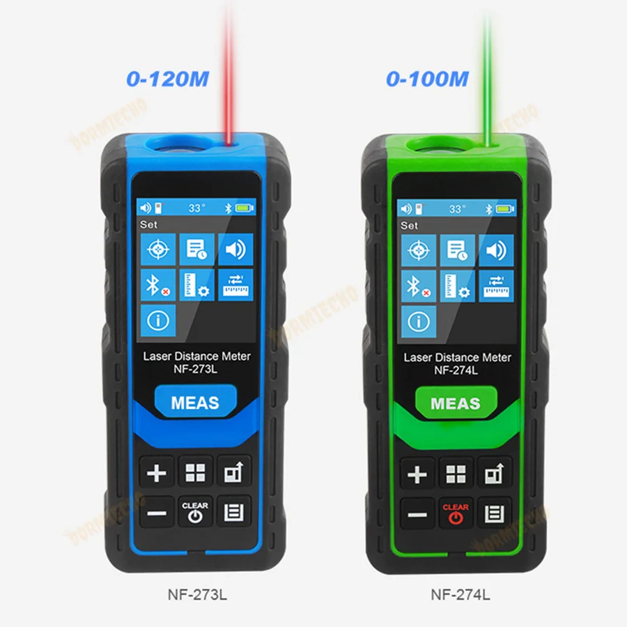 สมาร์ทเลเซอร์เครื่องวัดเมตร NF-273L ไม้บรรทัดดิจิตอล60/120M เทปอิเล็กทรอนิกส์เลเซอร์ Finder วัดรูเล็ตเครื่องมือ Rangefinder สีฟ้า