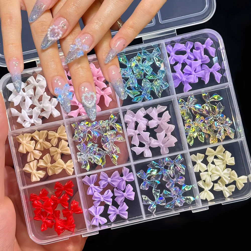 12 グリッド 3D 混合チェリー/イチゴ/弓ネイルラインストーン夏かわいい合金中空蝶/愛ネイルアートチャームマニキュア DIY 装飾