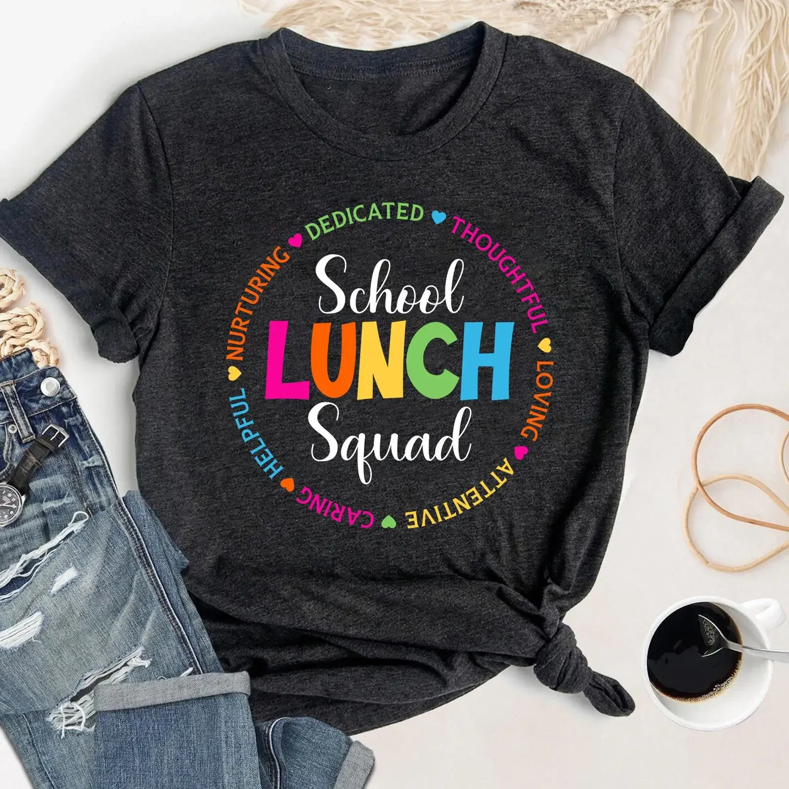 T-Shirt „School Lunch Squad“ – Lustiges Outfit für Cafeteria-Mitarbeiterinnen, Küchenpersonal, passendes Team-Outfit, Vintage-Look, lässig
