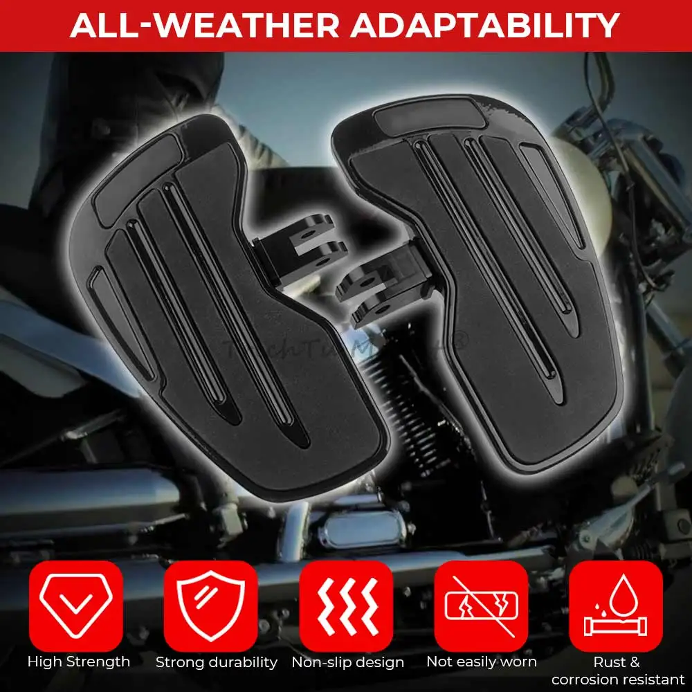 2x Motorcycle Adjustable Non-slip Front Floorboards Black Aluminum Metal+Rubber Footrests For Harley Davidson Softail Sportster