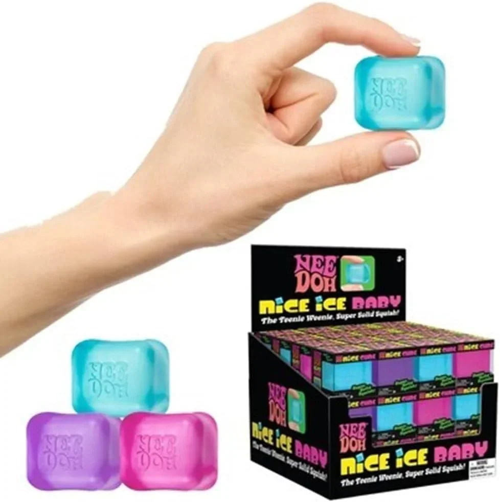 NeeDoh@ 2.5 CM/1 IN. Nice Ice Sensory Squeeze Single Mini Nice Cube in Assorted Colors Anti-Stress Pressure Relief For Adults