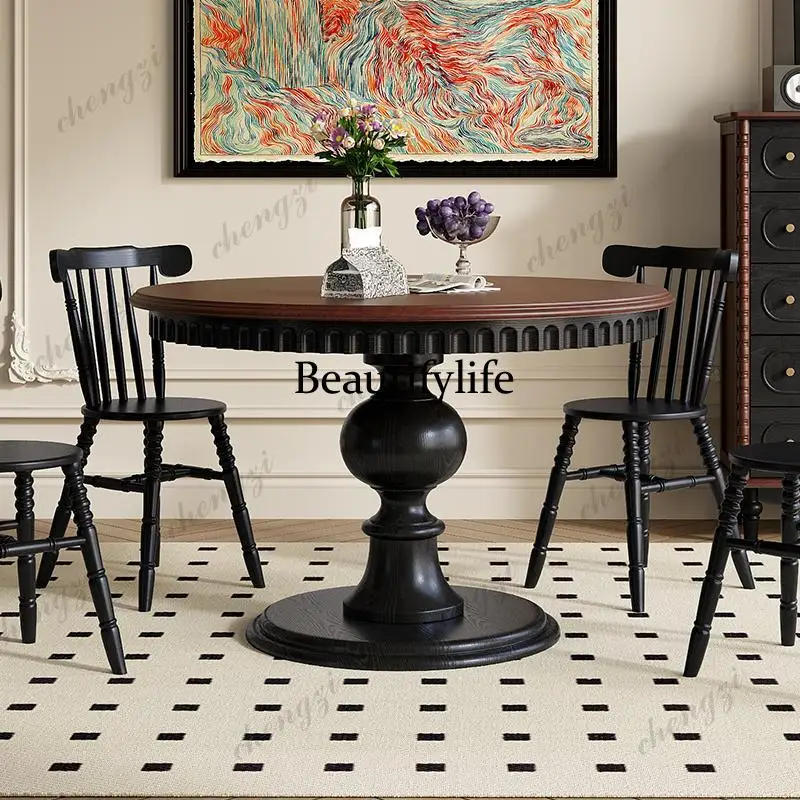 Designer Restaurant Dining Table Coffee Round Modern Center Dining Table Hallway Wall Chairs