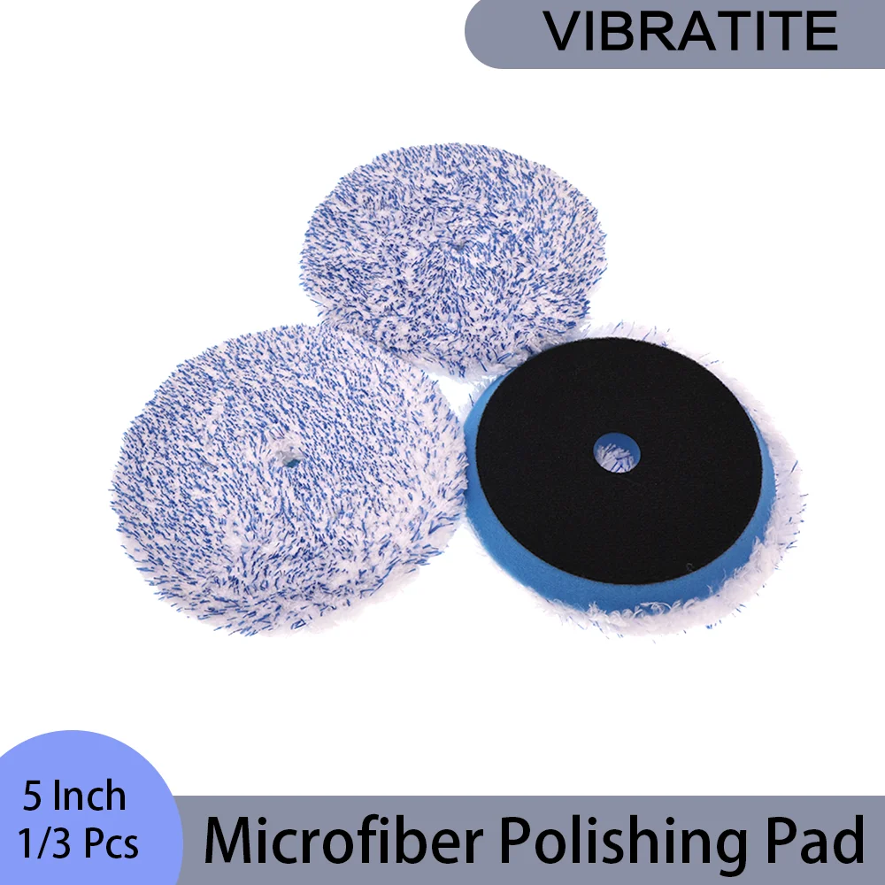 

1/3 шт. 5-дюймовая полировальная подушечка из микрофибры на липучке, эффективная полировальная подушечка для коррекции краски и автодетализации