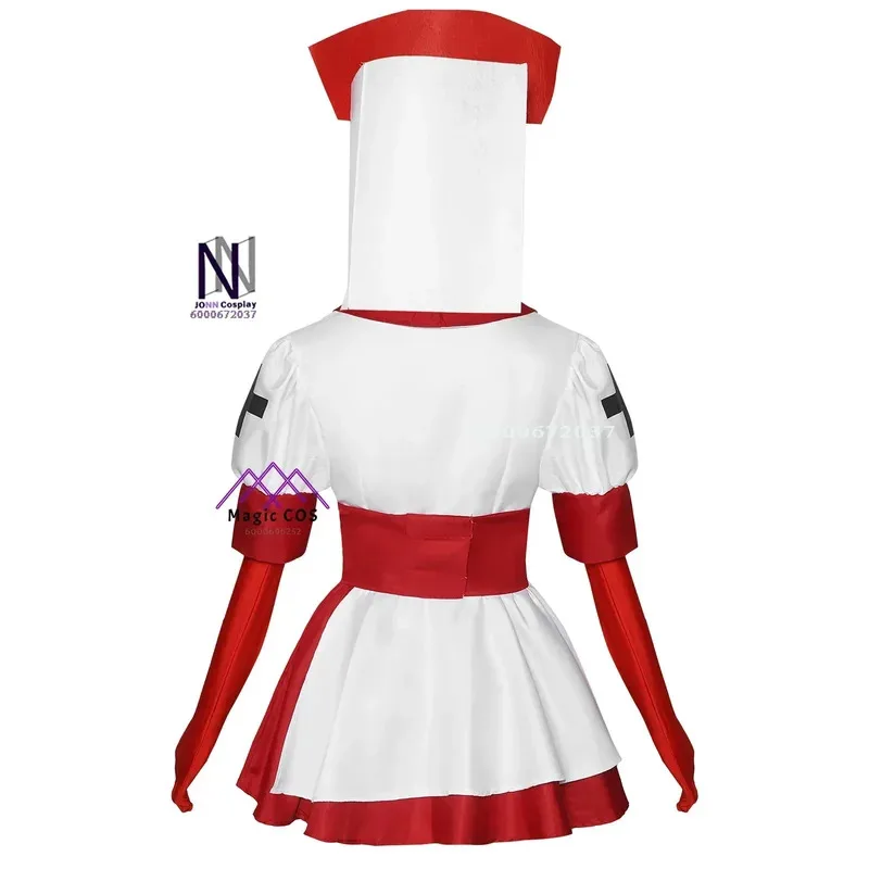 Reaper Nurse Cosplay Costume From Darrk Deceptiionn Sexy Dress with Mask Gloves Belt Headgear Halloween Roleplay Suit for Women