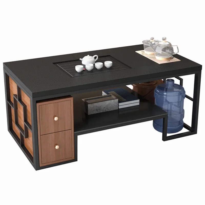 Italian Metal Frame Gold Center Table Modern Look Height Adjustable Heavy Duty Rust Proof with Shelves for Study Room