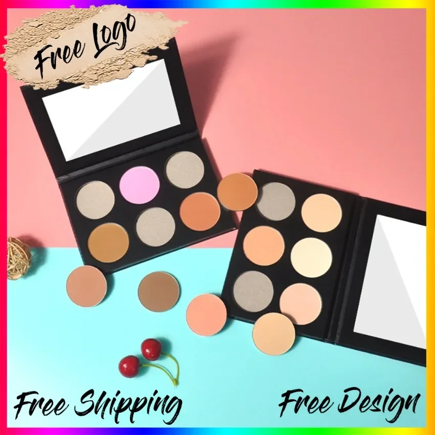 Custom DIY 6-color Contour/concealer/blush Palette Matte Glitter Nourishing Facial Cheek Brighten Natural Contour Blusher Bulk