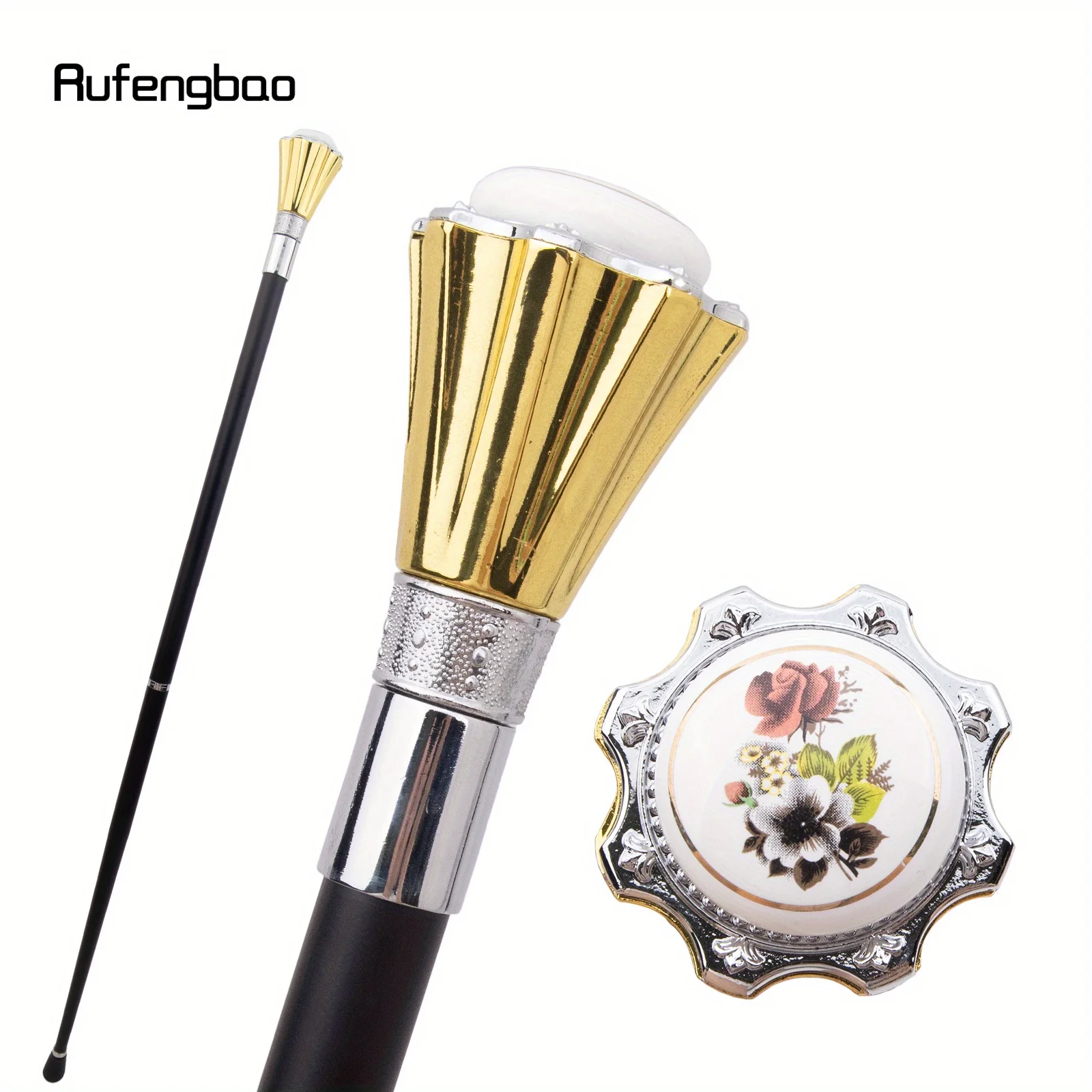 Colorful Luxury Flower Round Handle Fashion  Stage Cane Decorative  Cane Halloween For Cosplay And Parties, For Cosplay & Party