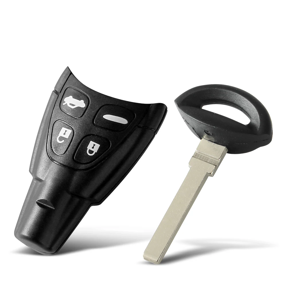 

KEYYOU Smart Key Shell Case For SAAB 93 95 9-3 9-5 WF 4 Button Keyless Entry Car Key Fob Replacement Cover