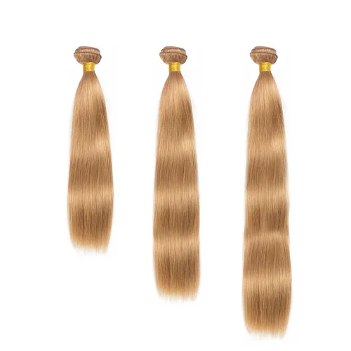 Imagen 2 del producto Mechones de cabello liso, cabello humano, 1/3/4 Uds., mechones de cabello rubio miel virgen, marrón Chocolate, marrón rojizo, mechones rectos