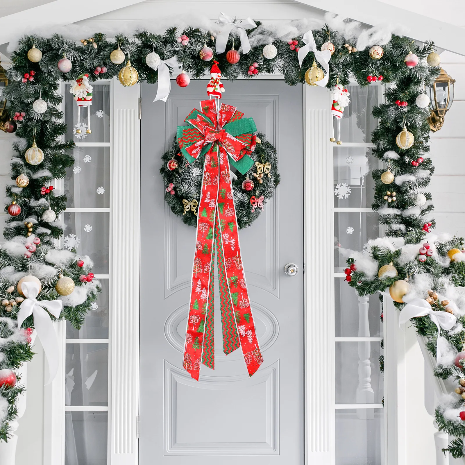 

Christmas Party Decorations Bows Tree Topper Xmas Winter Christams Ornaments Hat