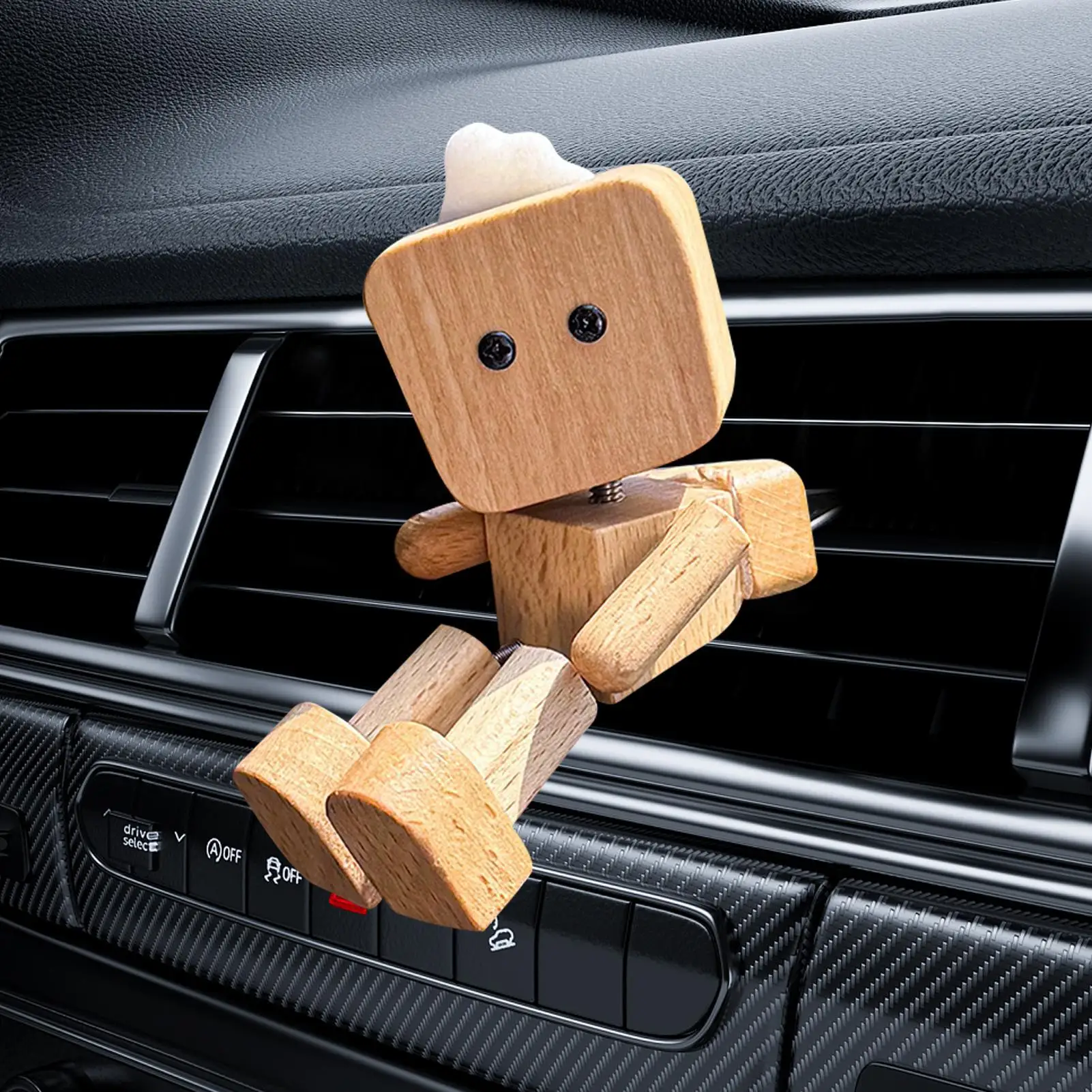 Dashboard Decorations Car Dashboard Wooden Human Figure Decor Display Sculpture Feet Wobbling Ornament For Family Outings