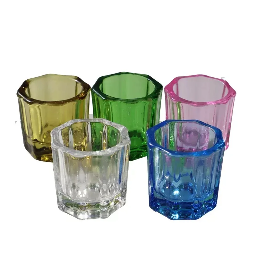 Dental Octagonal Glass Mixing Bowl Cup - Reconcile & Powder Storage Container for Dentistry Lab Tools