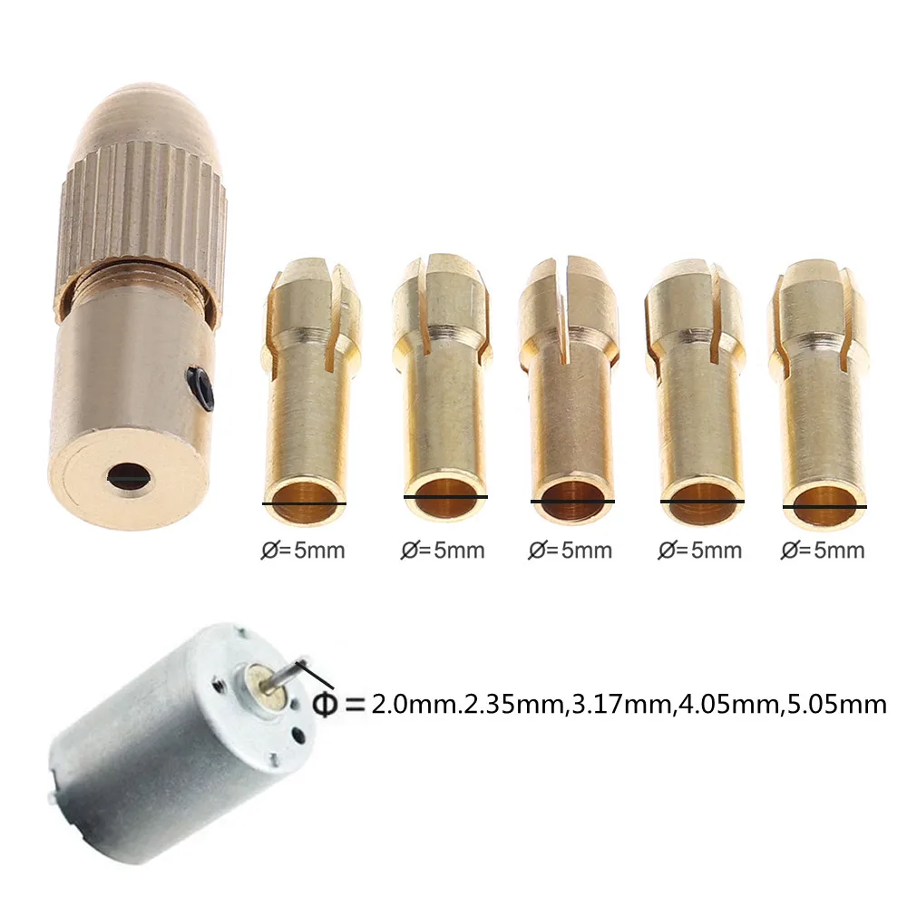 7pcs/lot 2/2.35mm 4.05/5.05mm Mini Self Tightening Drill Chucks support 0.5 - 3.0MM Drill Bit for ABS Board / Light Board Punch