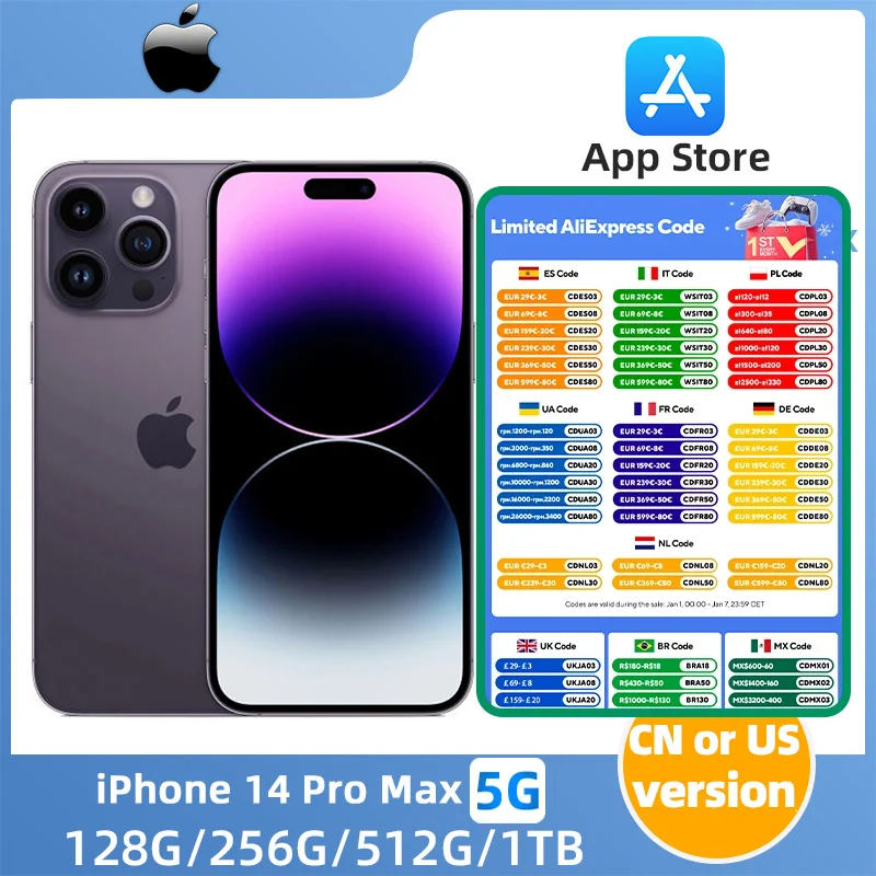 Apple iphone 14 Pro Max 5G 6.7'' A16 Bionic Chip iOS16 256GB/512GB/1T ROM All Colours in Good Condition Original used phone