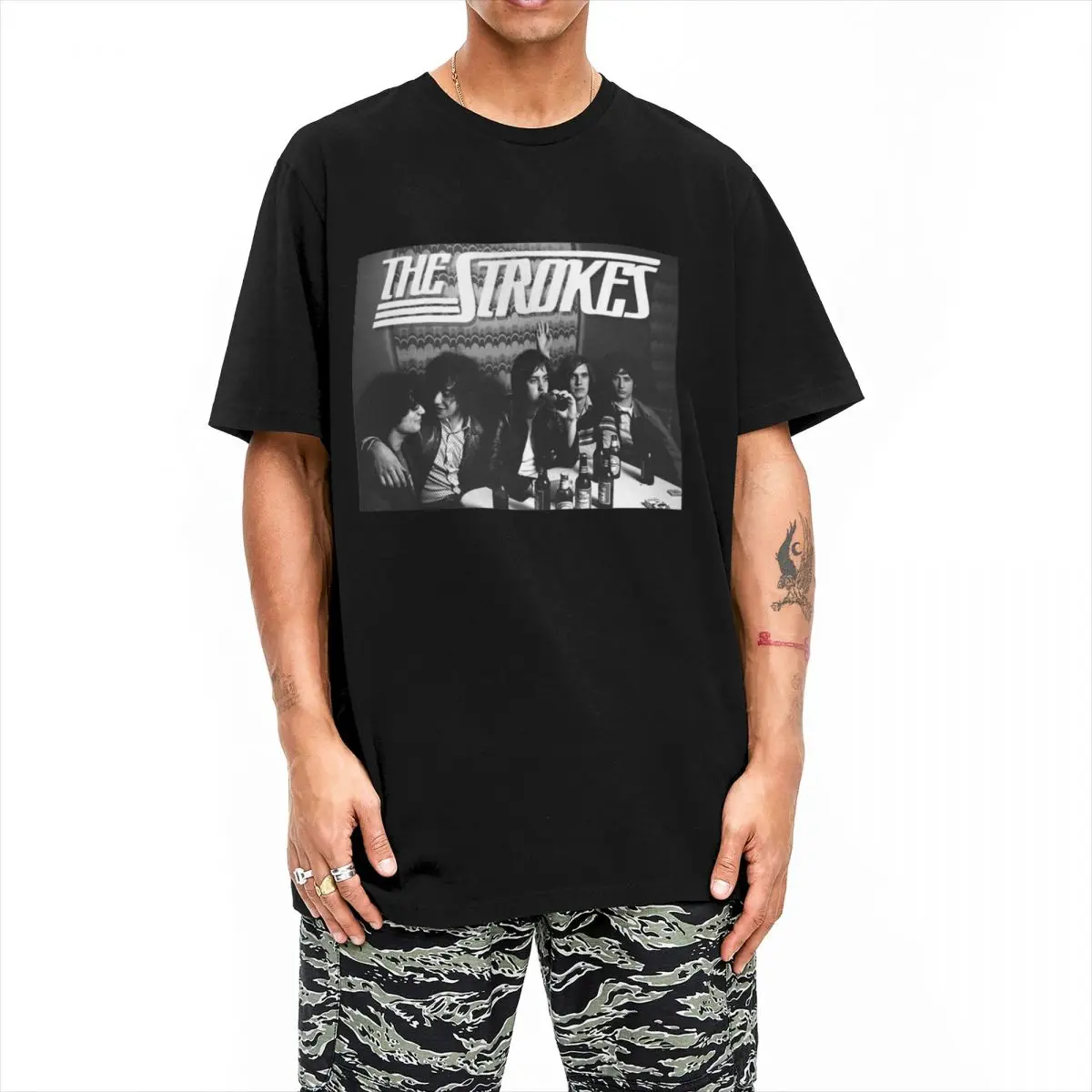 Vintage T Shirt The Strokes 100 Cotton T Shirts Popular Band Novelty Tee Shirt for Men Summer Awesome Casual Short Sleeve Tops