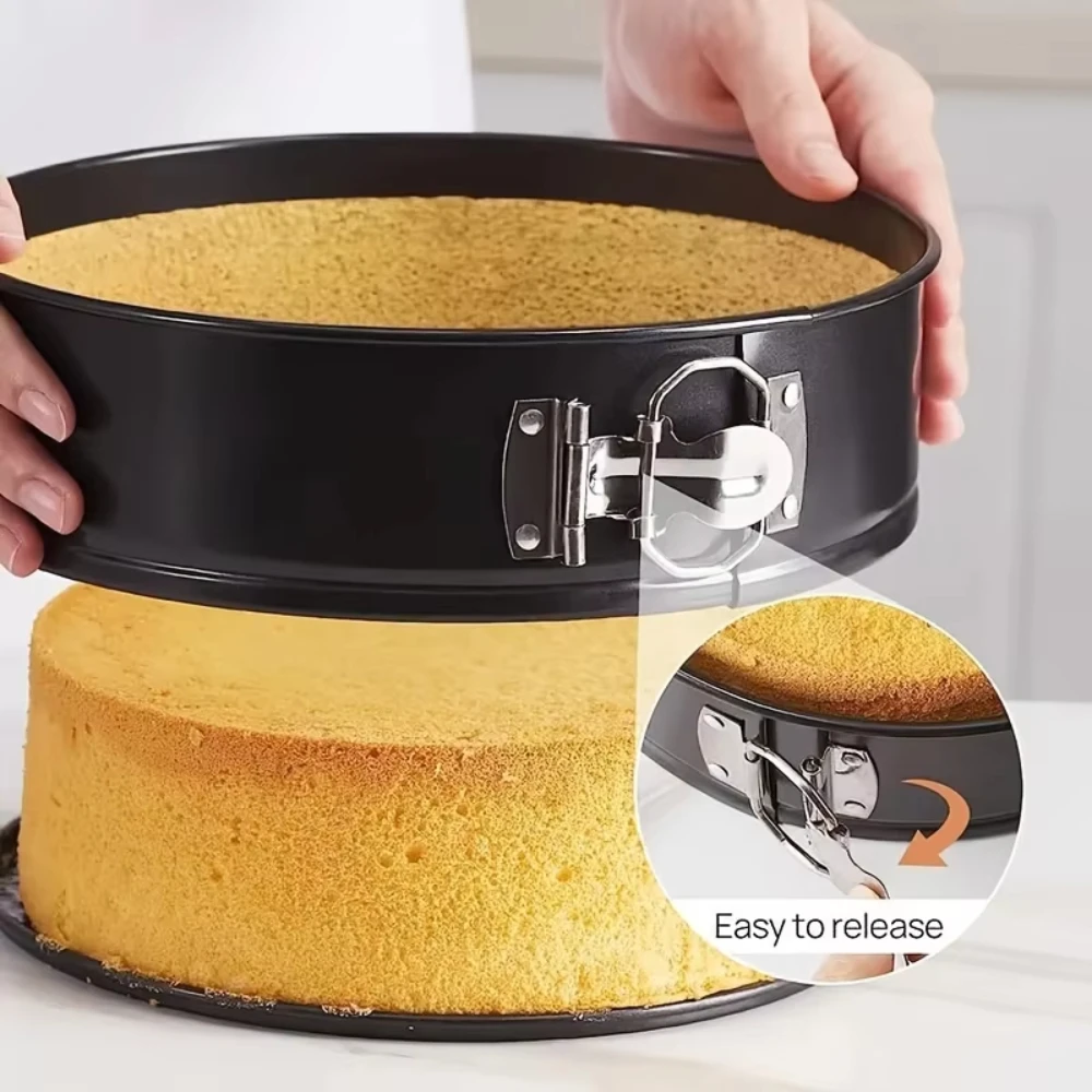 Round Springform Cake Pan Non-Stick Removable Base Baking Mould with Adjustable Release Latch Cake Tin for Cheesecake Brownie
