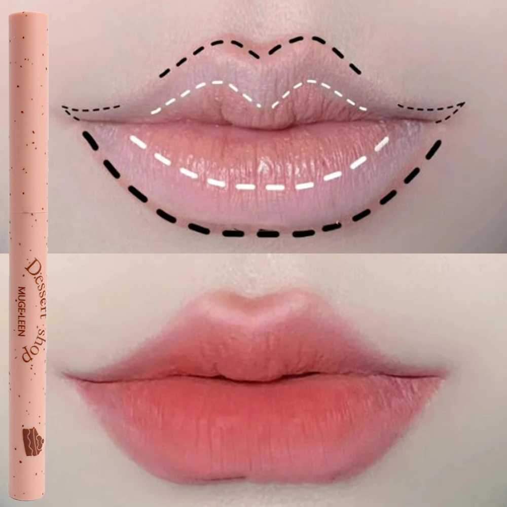 Smooth Pink Lip Liner Pencil Flat Head Long-Lasting Lipstick Waterproof Milk Matte Lips Contouring Lipliner Non-stick Cup Makeup