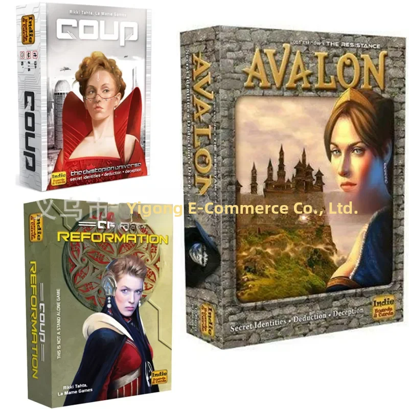 English AVALON COUP Political Transformation THE RESISTANCE Resistance Organization Quest Board Game Card