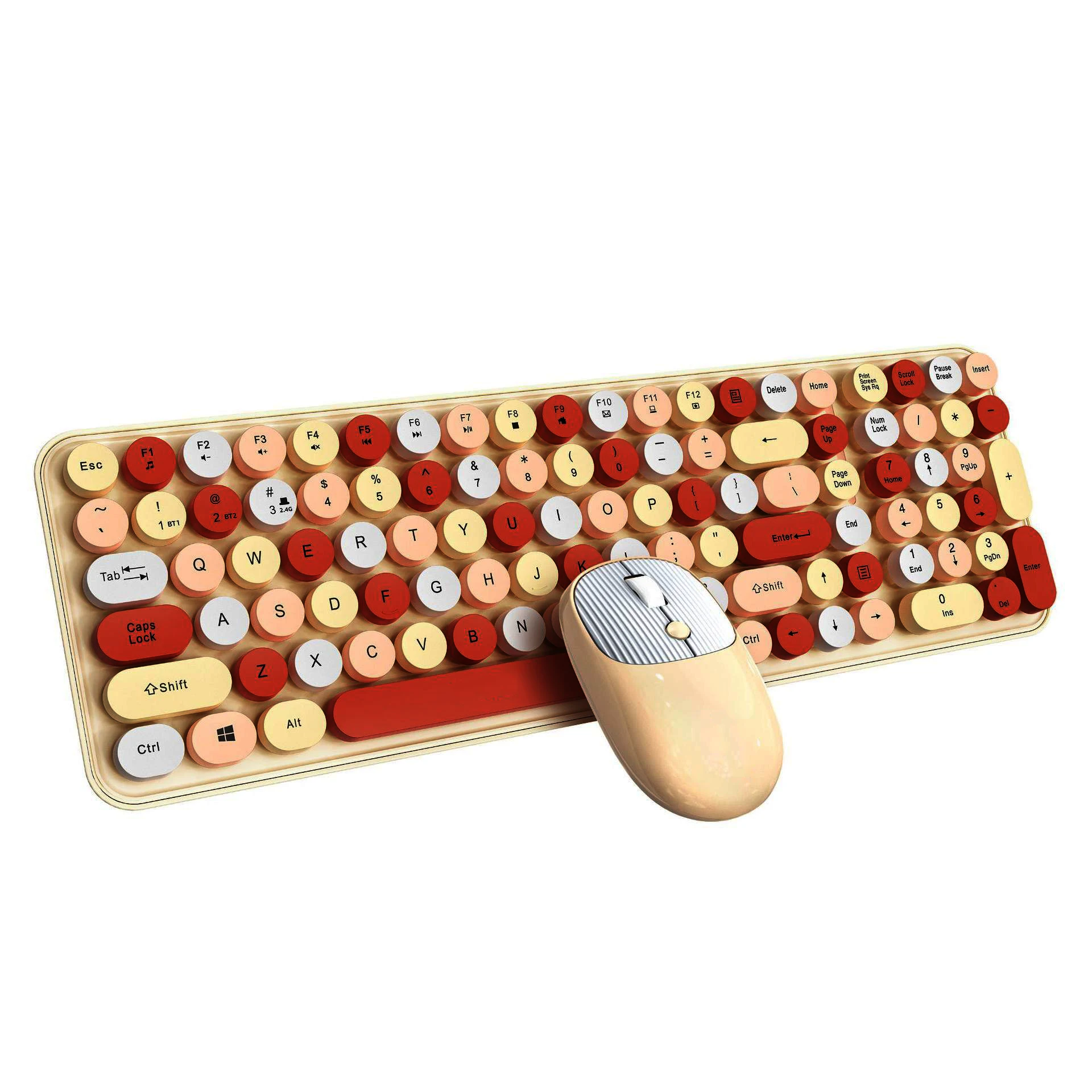 

TF35 Wireless Keyboard And Mouse Set 2.4G Color Circular Keycap Gamer Keyboard with Laser Mouse for Office Computer Accessories