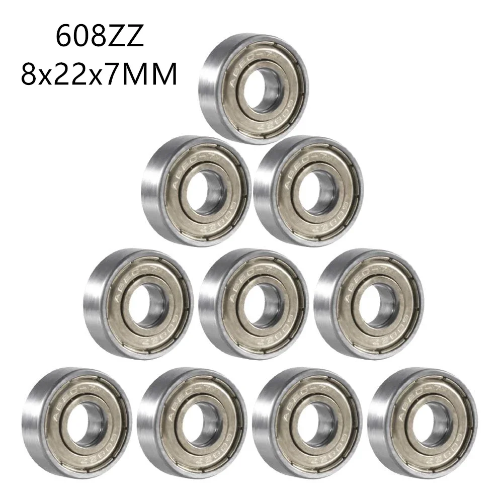 10Pcs 608 ZZ 608RS Ball Bearings 608ZZ Metal Double Shielded Miniature Deep Groove Skateboard Ball Bearings 8mm X 22mm X 7mm