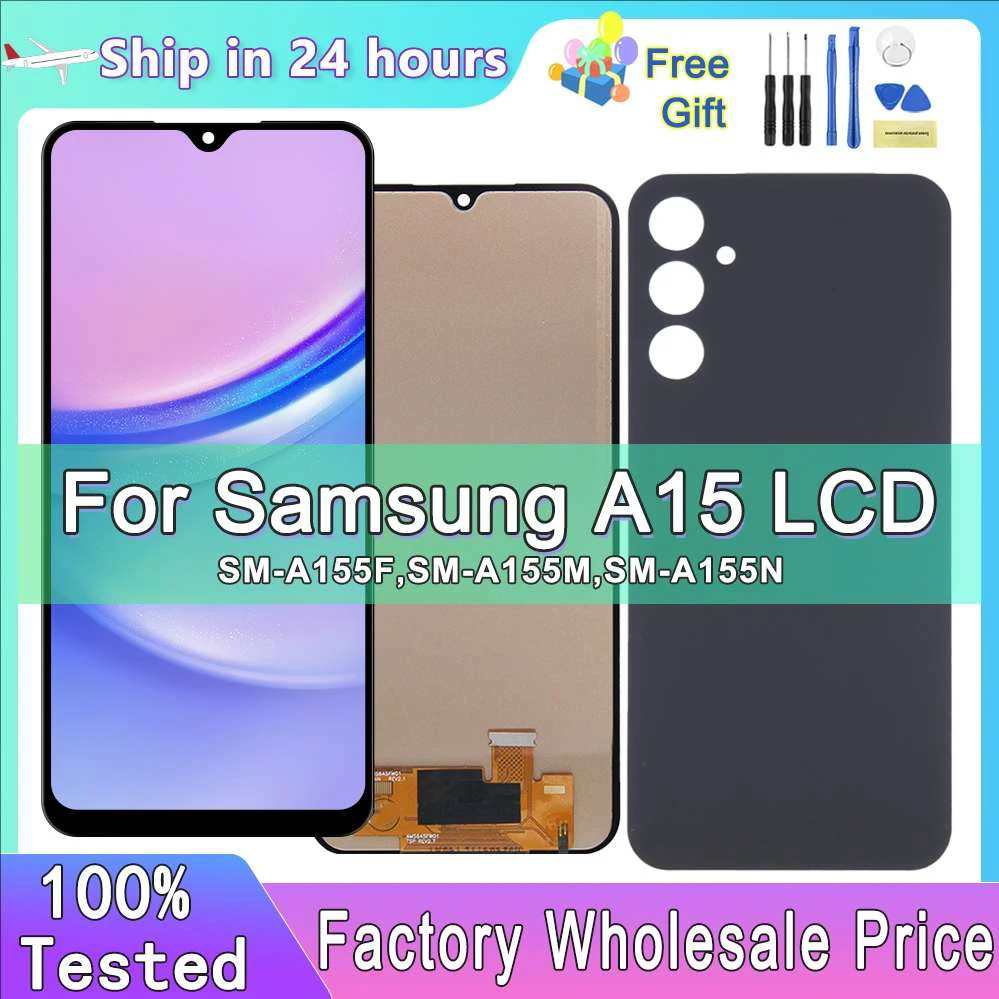 100% Tested For Samsung A15 SM-A155F Display Touch Screen Digitizer Assembly A15 5G SM-A156B A156E LCD Replacement