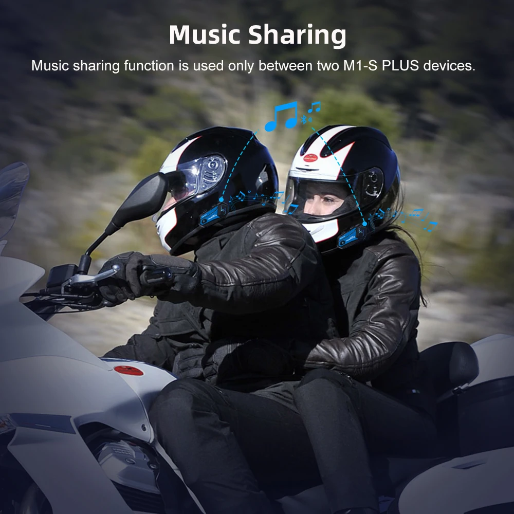 Fodsports M1-S Plus Helmet Intercom Motorcycle Bluetooth Headset 8 Rider 2000M BT Interphone,Music Sharing,FM Radio