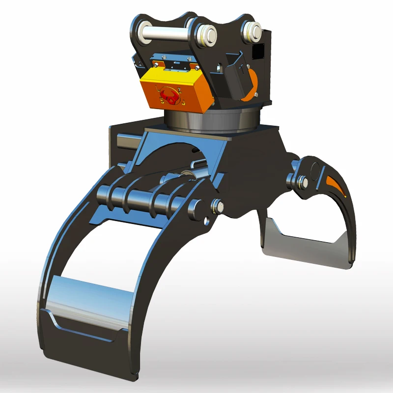 Wear Resistant Wood Grapple Double Cylinder Claw For 10 To 15 Ton Excavator