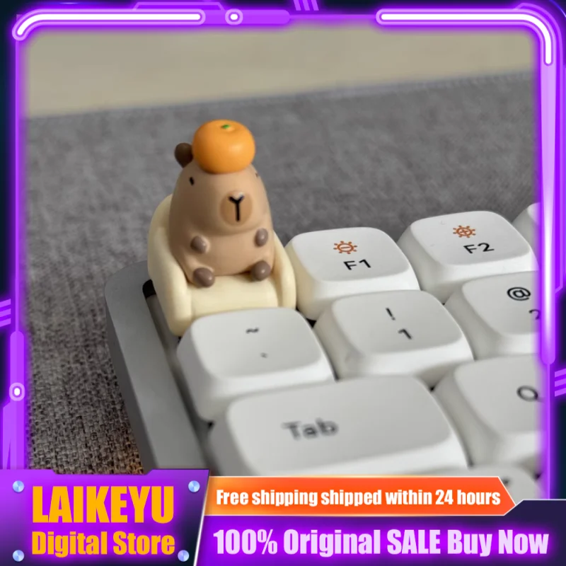 

Милые колпачки для клавиш с тематикой капибары, механическая клавиатура, полимерные колпачки для клавиш, ручная роспись, крестовая ось, аксессуары для игровой клавиатуры для ПК, подарок