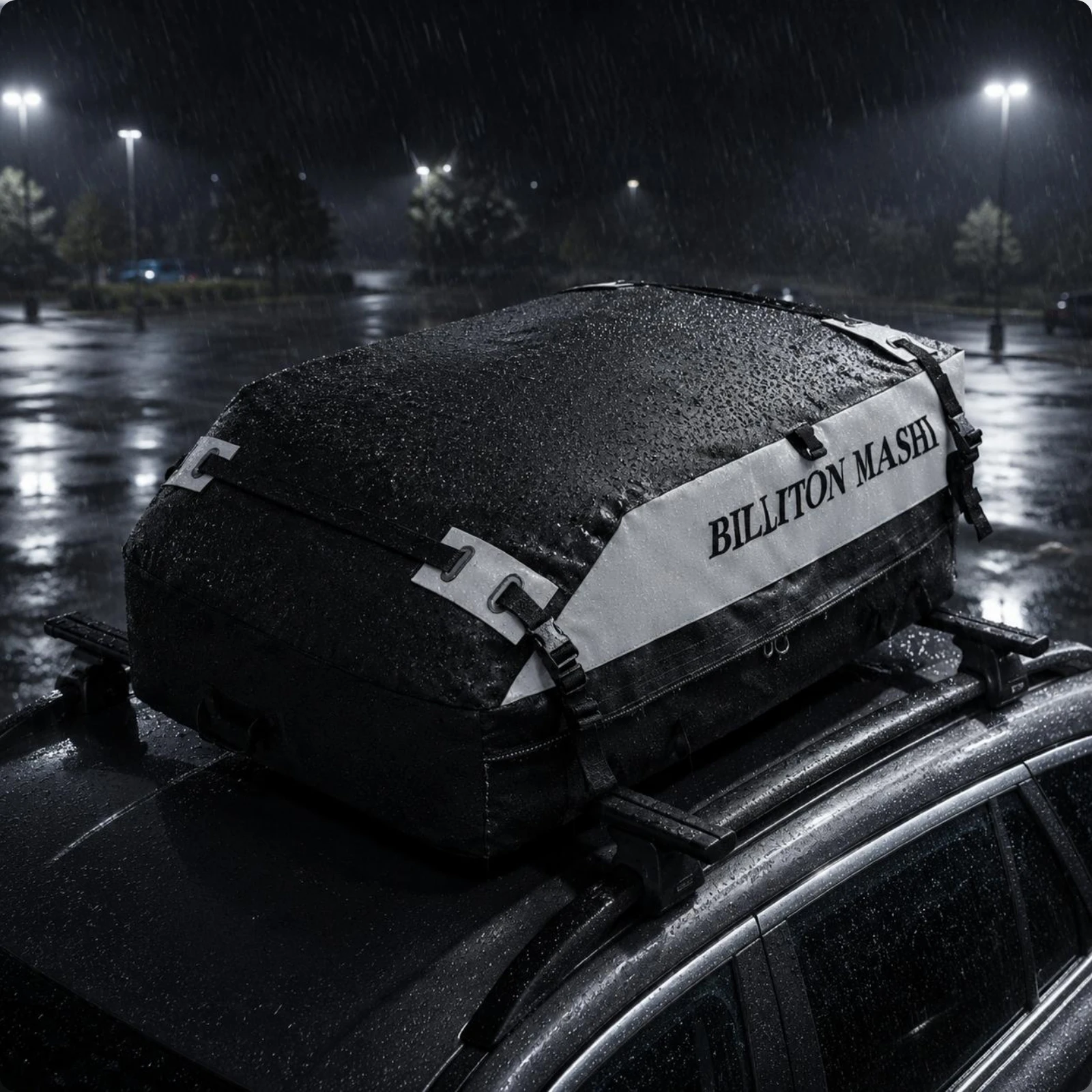

Car Roof Cargo Bag Reinforced Straps Roof Luggage Bag Vehicle Accessory Zippered Password Lock