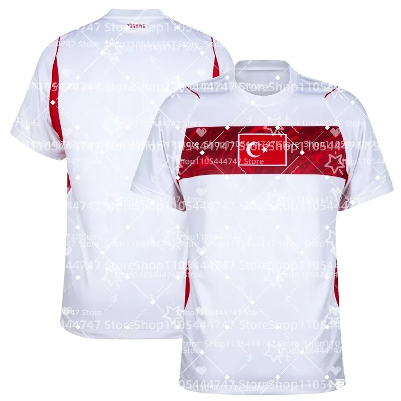 Camiseta Blanca de Fútbol Turquía Verano 2026 - Camiseta Deportiva Casual Transpirable de Secado Rápido para Hombre y Mujer