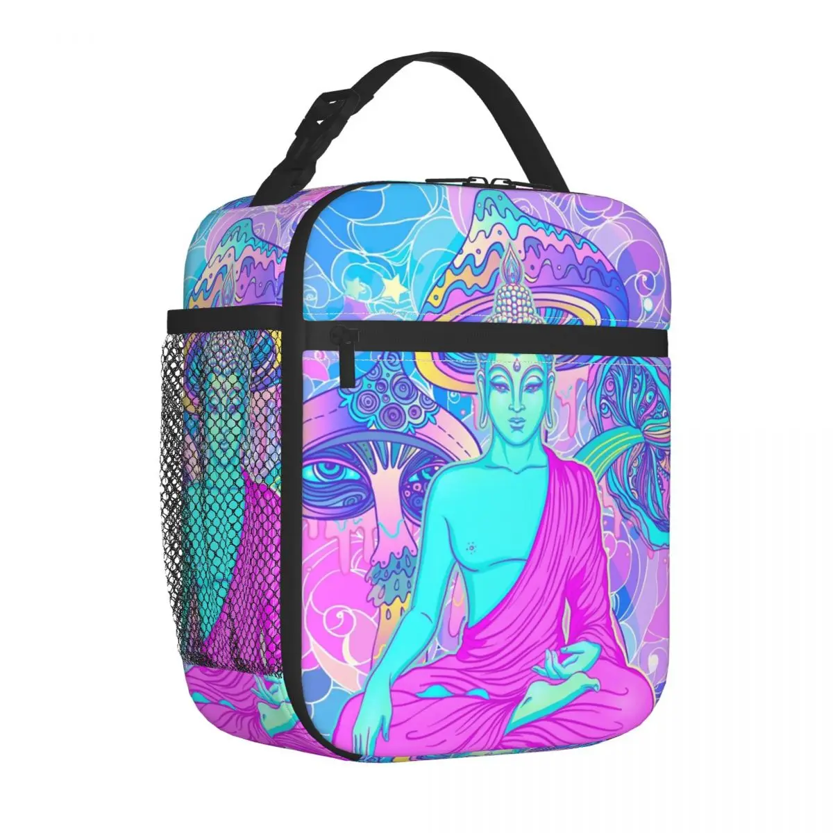 Psychedelic Magic Mushroom Insulated Lunch Bags for Women Trippy Buddha Portable Thermal Cooler Food Lunch Box School