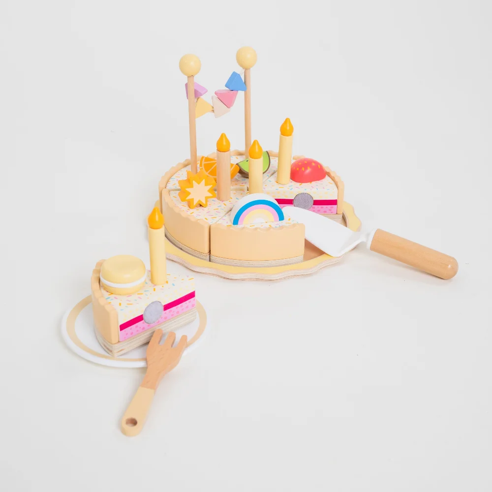 Juguetes de pastel de cumpleaños de simulación para niños, juego de simulación para niños, rodajas de pastel de fiesta de cumpleaños, juguetes educativos divertidos para cocina de bebé