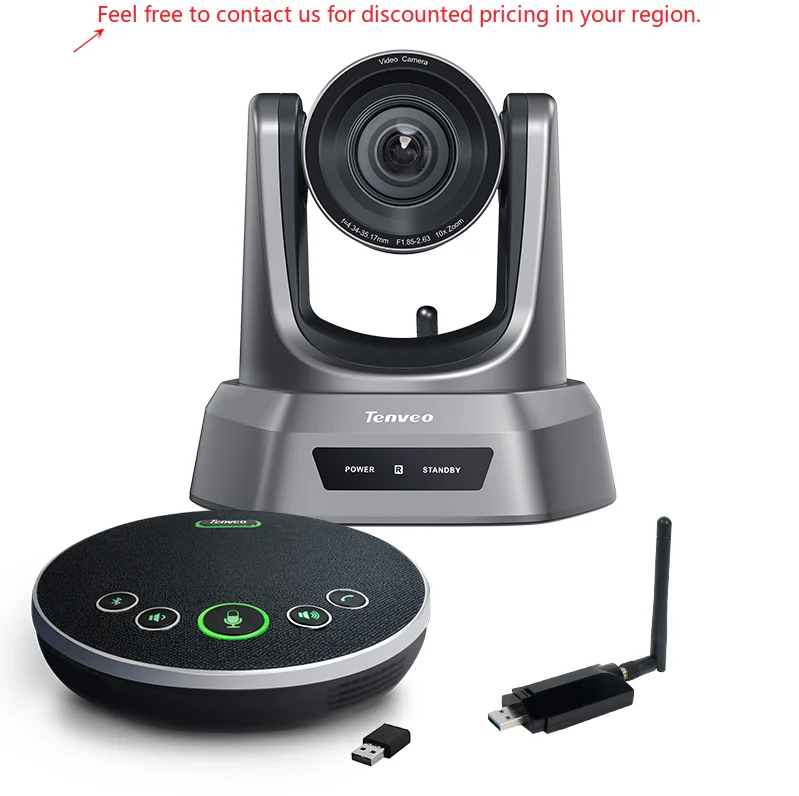 

Tenveo Cheap Group Video Conference System USB/Wireless PTZ Camera BT Conference Speakerphone Microphone