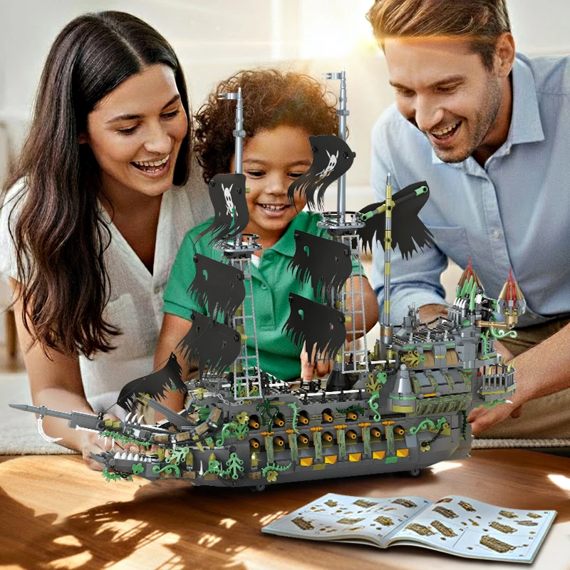 ตัวต่อเรือผี 2434 ชิ้น ของเล่นแบบประกอบเอง ชุดตัวต่อเรือโจรสลัด ของตกแต่งสร้างสรรค์ ของขวัญวันหยุดและวันเกิด