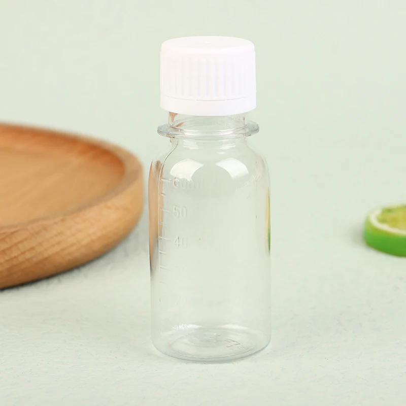 5Pcs 60ML Small Plastic Bottles Ginger Shot Bottles With Caps Mini Juice Bottles Reusable Liquid Bottle Container Leak Proof New