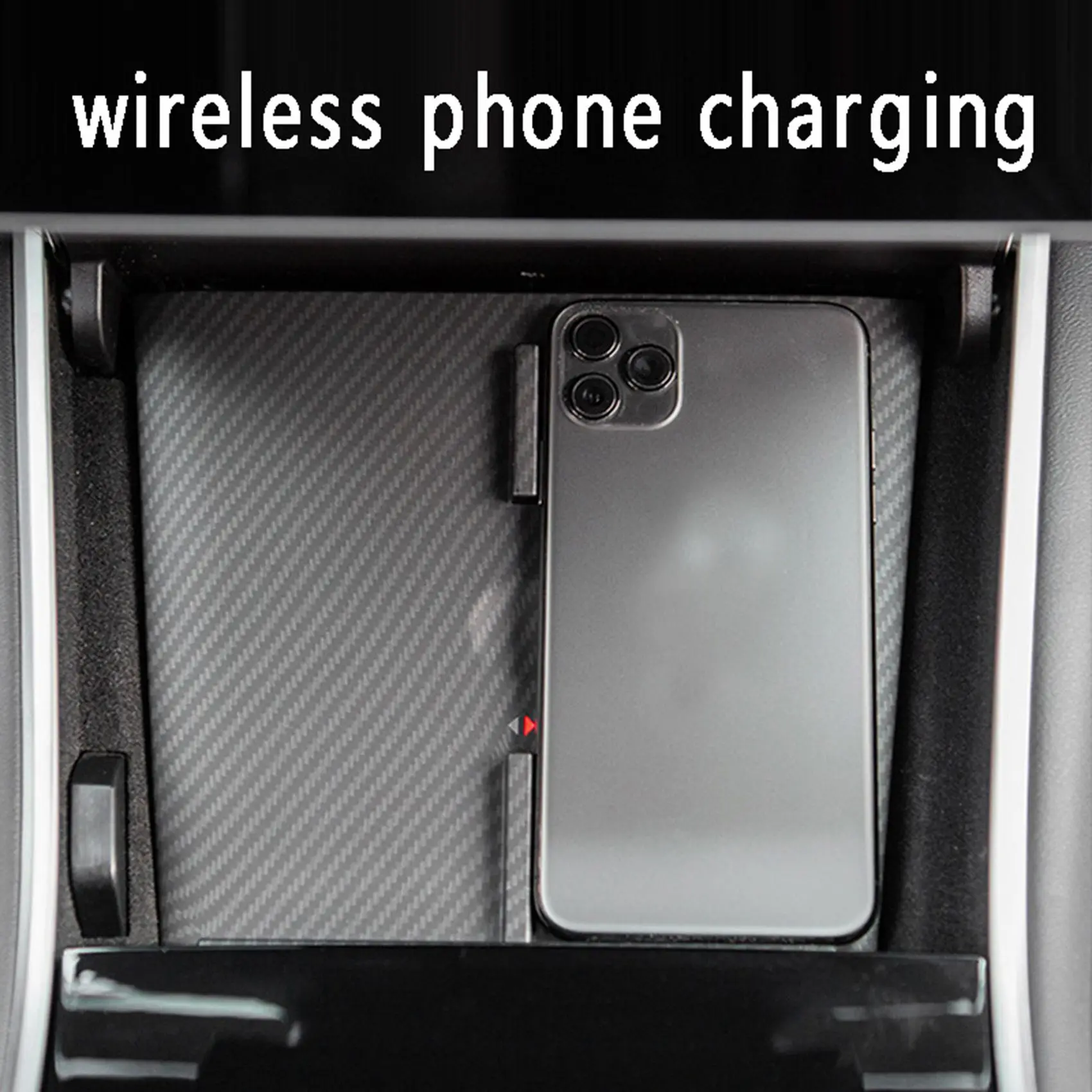 Carbon Fiber Wireless Charger USB Port Car Dual Phones Intelligent Fast Charging Charger for Tesla Model 3