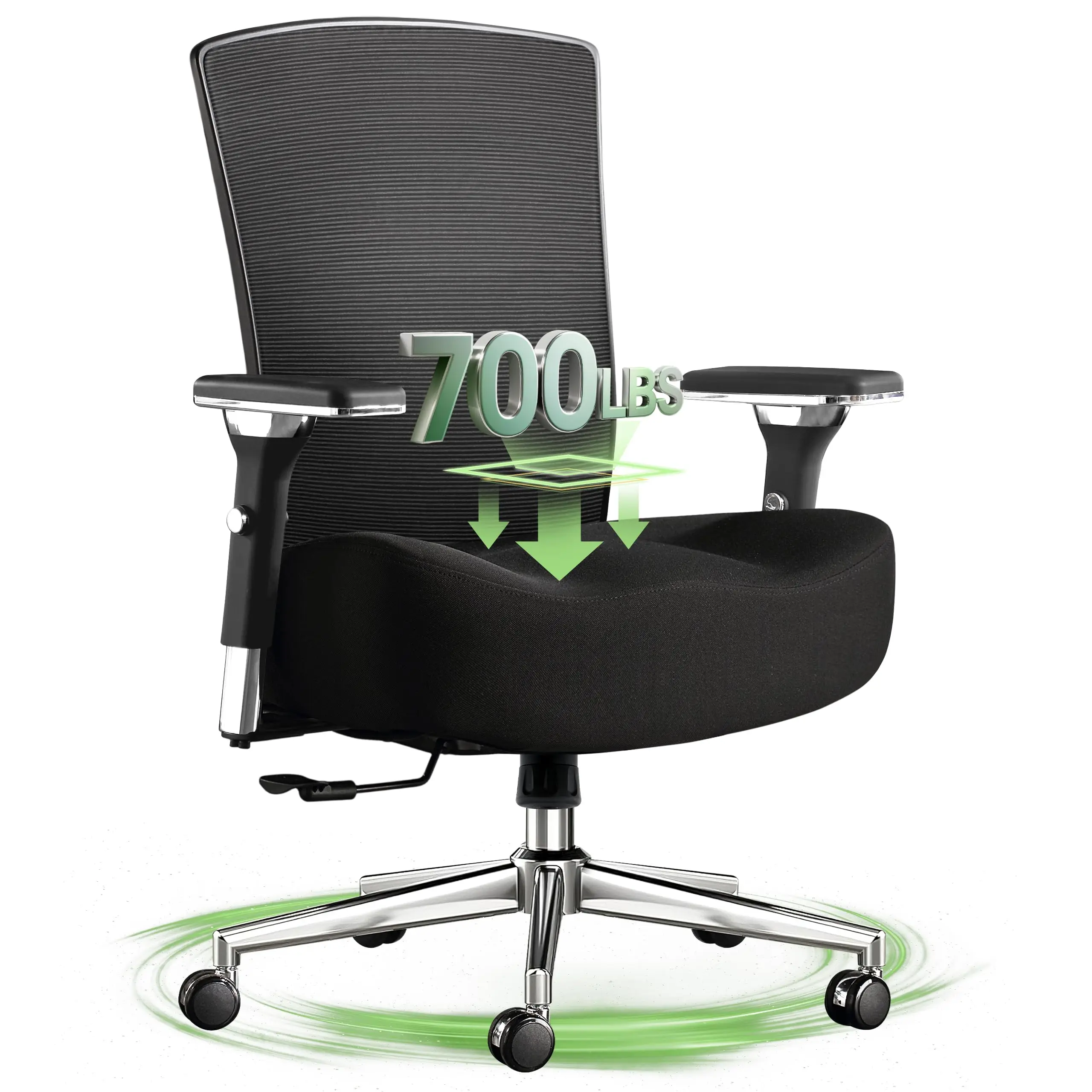 Big and Tall Office Chair 700lbs with Ergonomic W Wide Thick Seat Cushion, Oversized Mesh Desk Chair with Adjustable