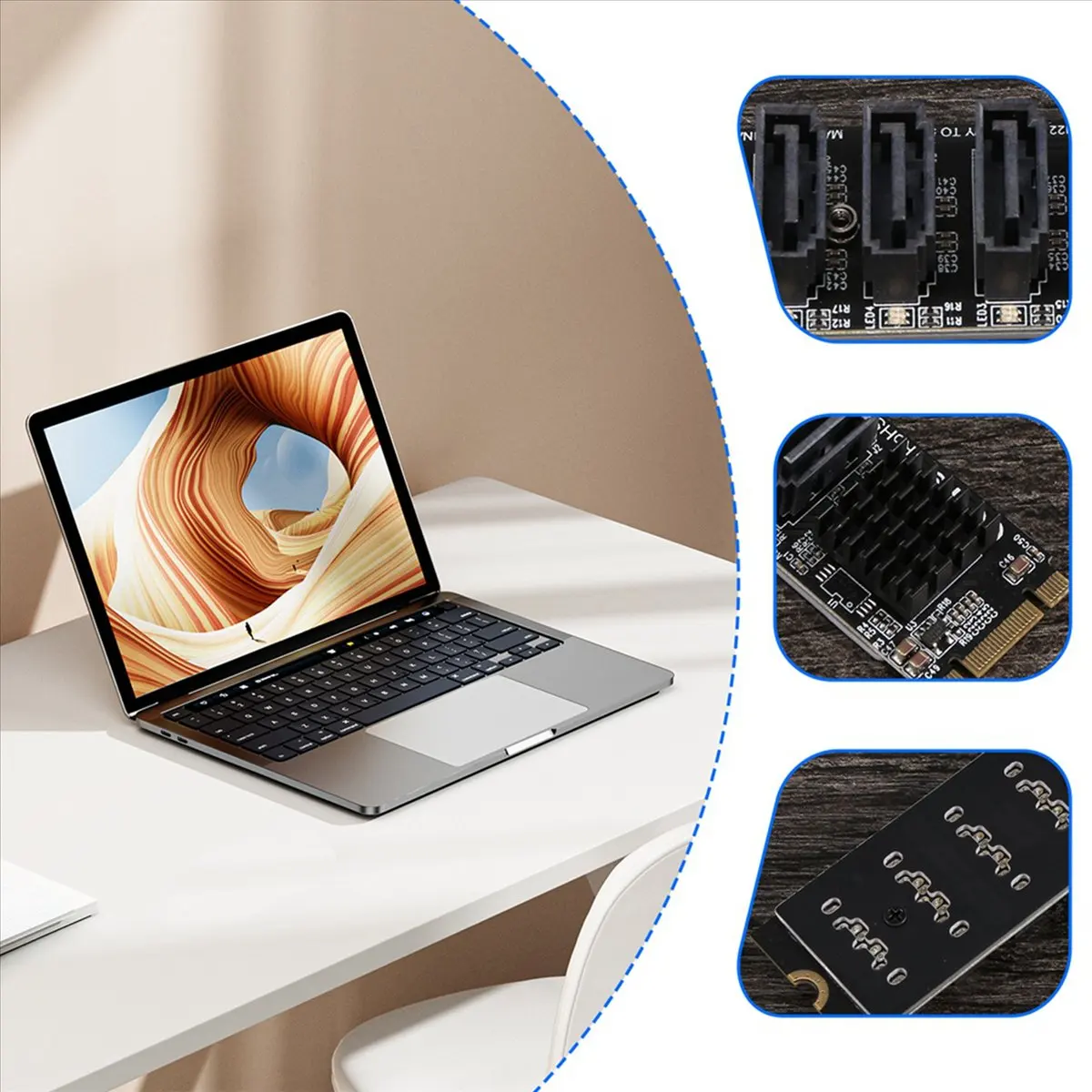 @@HUND-M.2 NGFF B-Key SATA Change 5 Port Expansion Card 6Gbps Expansion Card JM575 Chipset