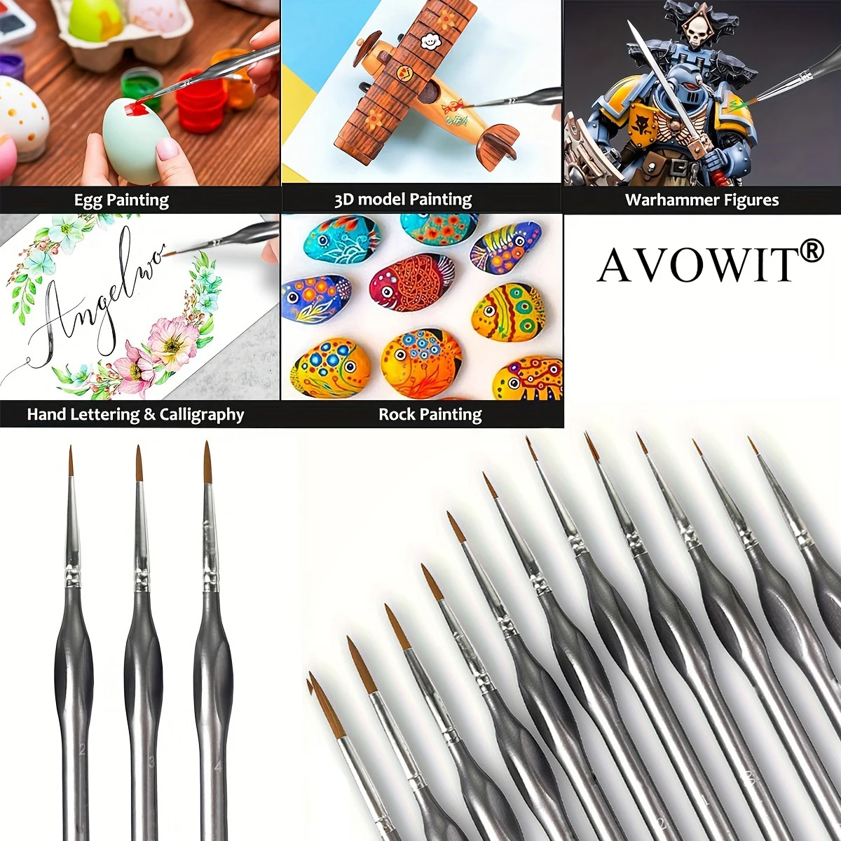 11-teiliges Detailpinsel-Set, geeignet für Acrylmalerei, Modellbau und Formgebung – hochwertige, feine und präzise Pinsel – Detail 5