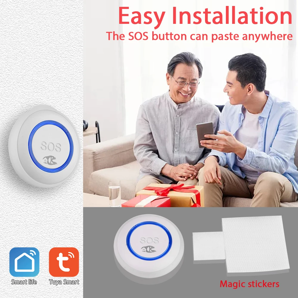 Tuya Smart Life Elderly Emergency Alarm Button Outdoor Wireless SOS Panic Button For Self Defense Old People Helping Accessories