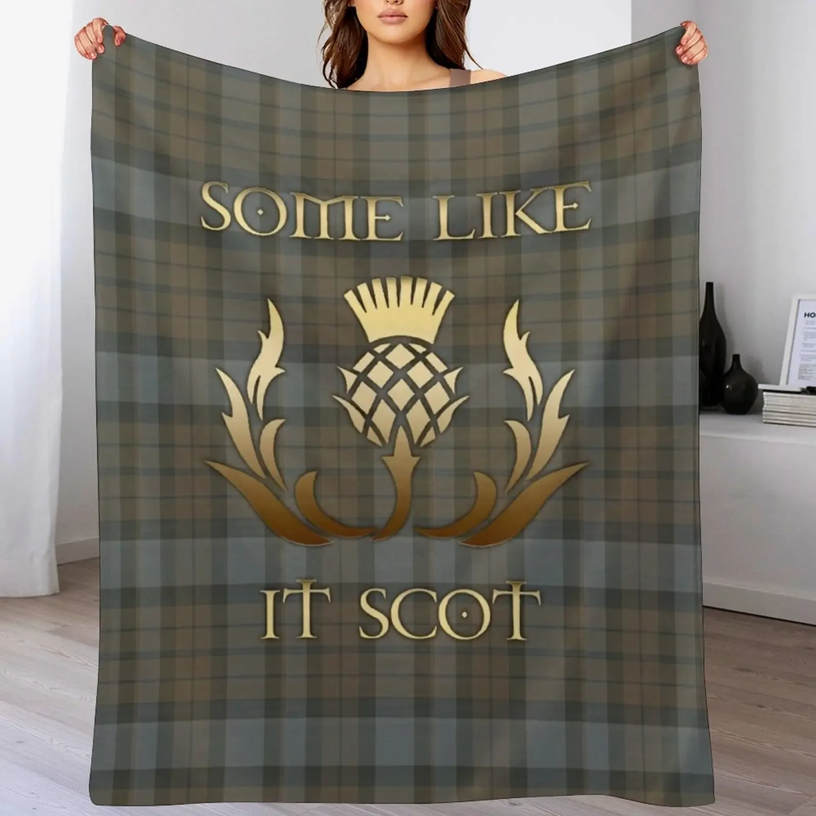 Some like it scot - Thistle - Outlander Throw Blanket Personalized Gift Soft Plaid Blankets