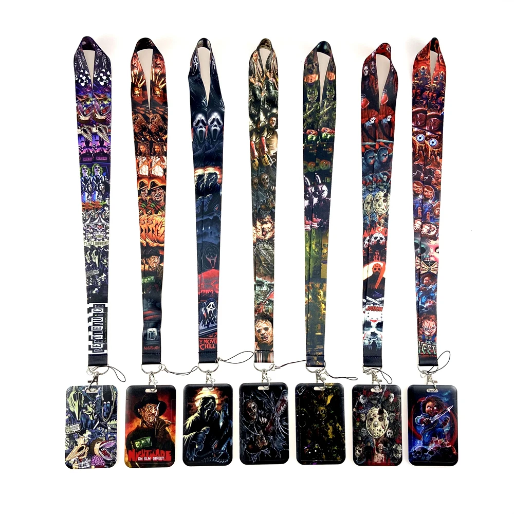 10PCS Horror movie Neck Straps Keychain Lanyards For Keys USB Gym ID Card Badge Holder DIY Hanging Rope Mobile Phone Belt