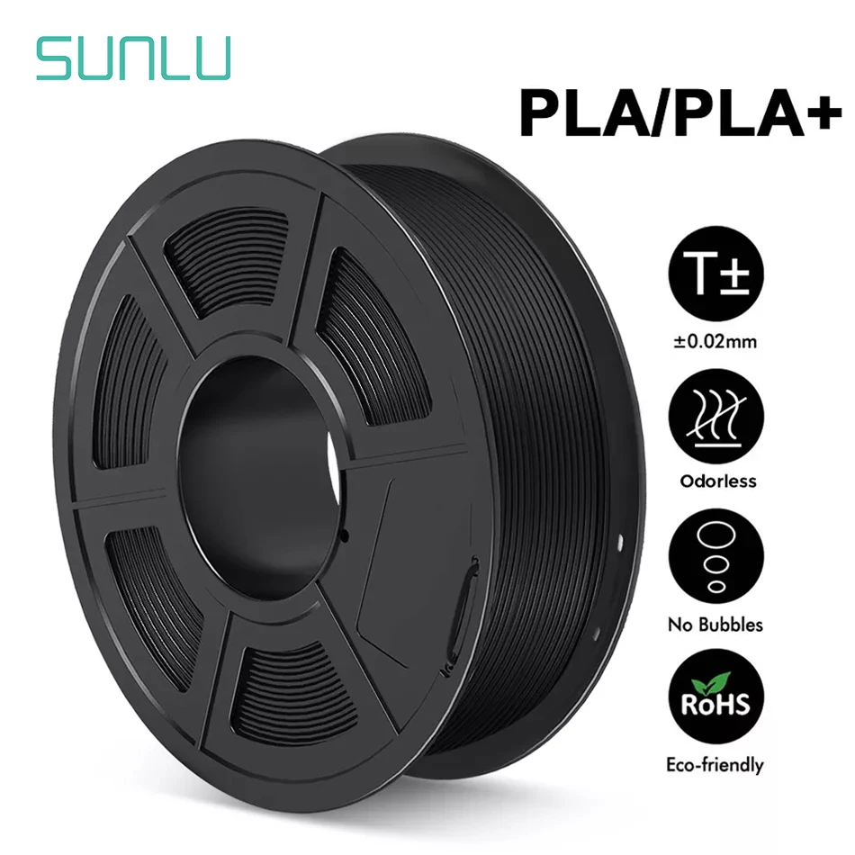 SUNLU PLA PLUS 3D Filament 1KG 1.75MM Biodegradable Materials Odorless Bright Color Good Tougness Arranged Neatly No Knots