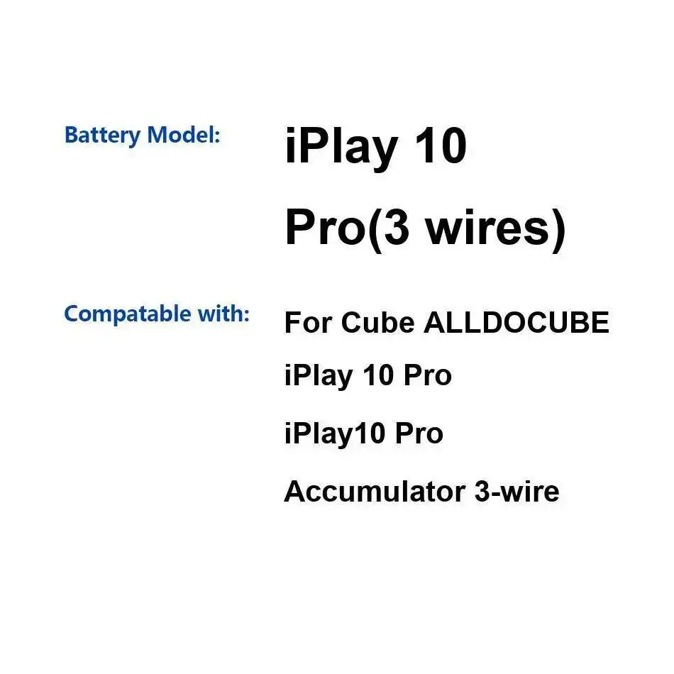 

For Cube Alldocube Iplay 10 Pro Iplay10 Accumulator 3-Wire 3 Wires Fast Charging Laptop Battery Reliable Replacement 6000Mah