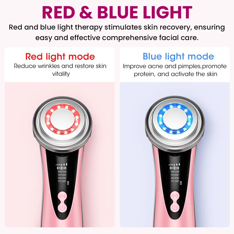 LED العلاج بالضوء EMS مدلك الوجه سونيك أيون الاهتزاز شد الجلد الساخن ضغط شد الوجه المضادة للتجاعيد العناية بالجمال