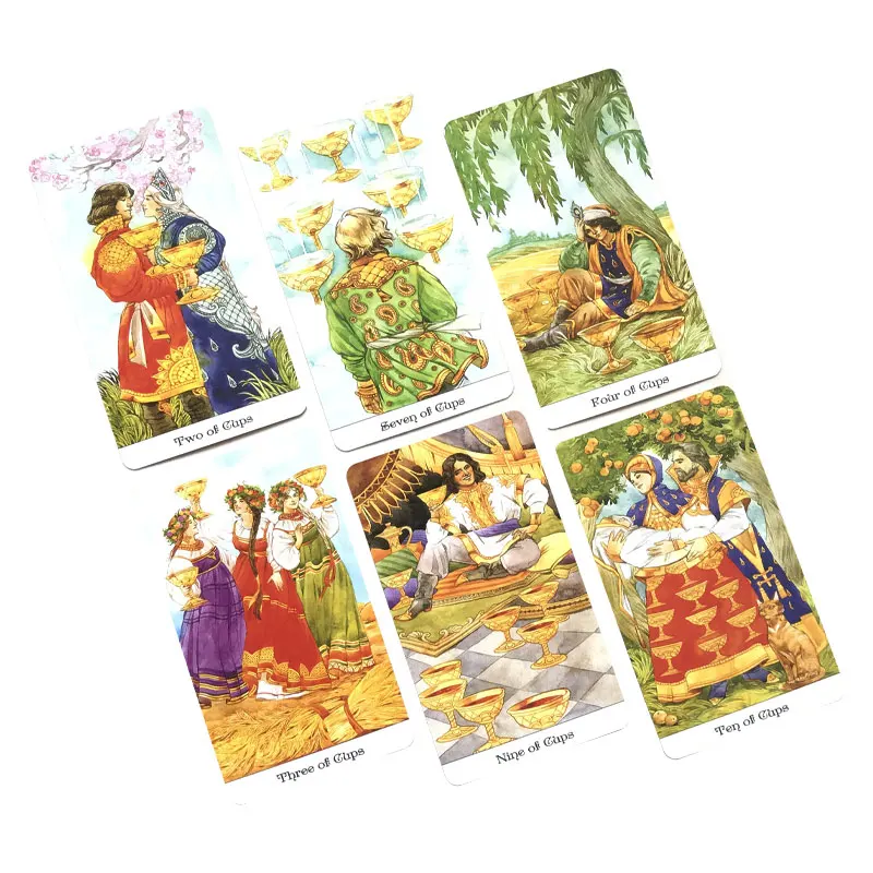 Hot sales Golden Wheel Tarot Oracle Tarot Card Fate Divination Prophecy Card Family Party Game Toy Tarot 78 Card Deck PDF Guide